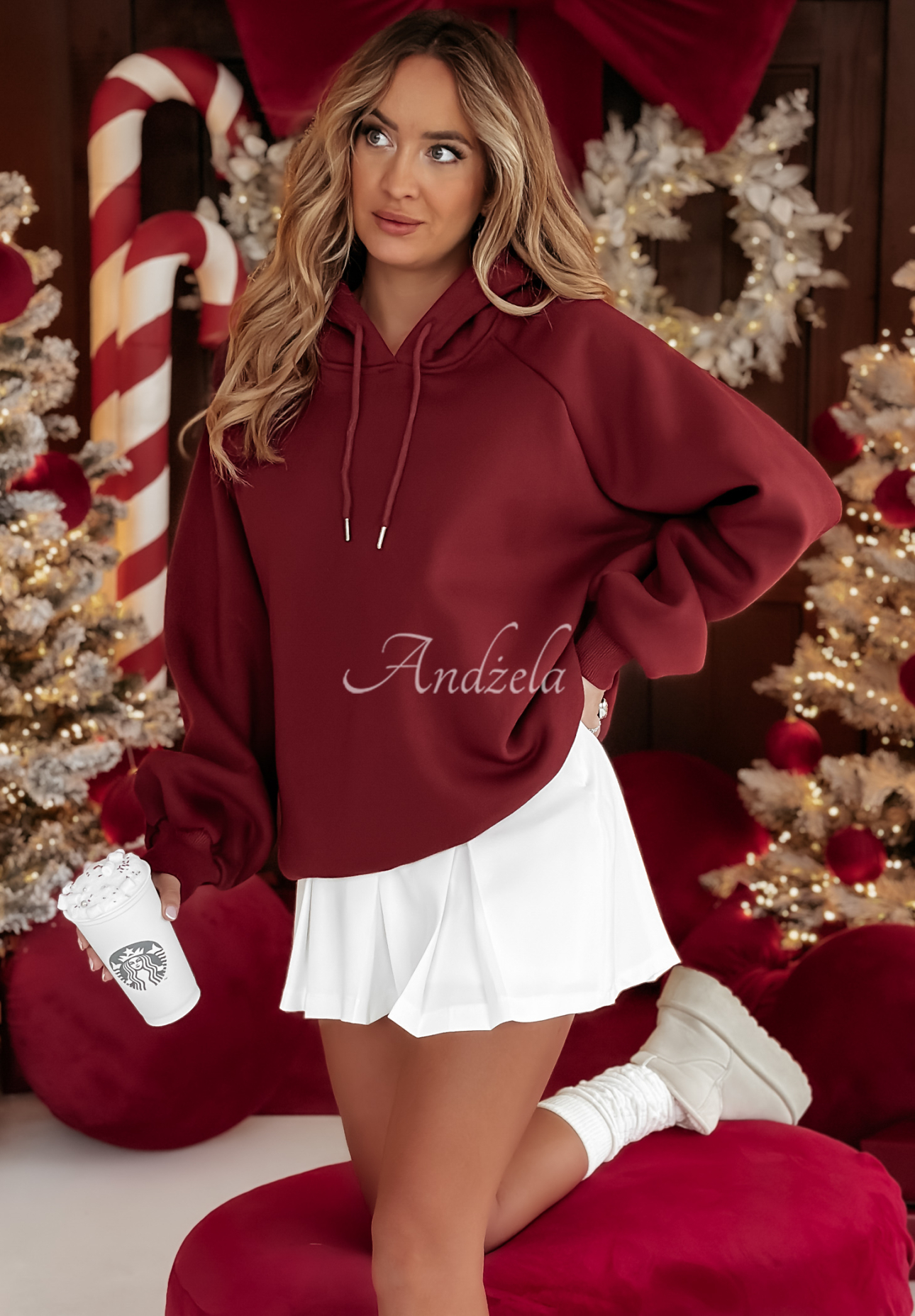 Bluza z kapturem Canton burgundowa